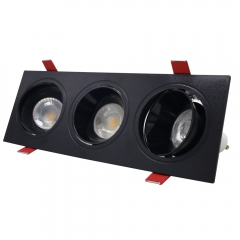 Black three head plastic gu10 downlights white anti glare adjustable mr16 recessed spotlights