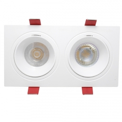 Hot sales two head square plastic adjustable anti-glare gu10 downlights fitting for office