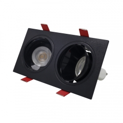 Hot sales two head square plastic adjustable anti-glare gu10 downlights fitting for office