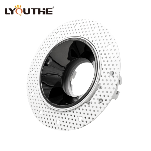 Indoor black aluminium alloy round adjustable embedded GU10 MR16 trimless downlights fixtures