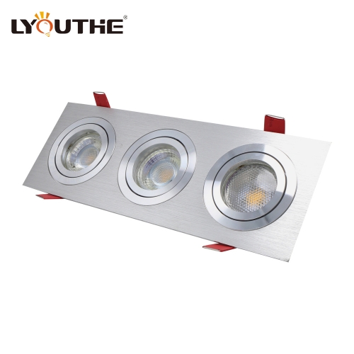 Three head aluminum adjustable GU10 MR16 downlights housing for office