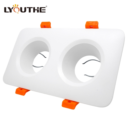 Square double head anti glare downlights housing white gu10 mr16 recessed spot lights