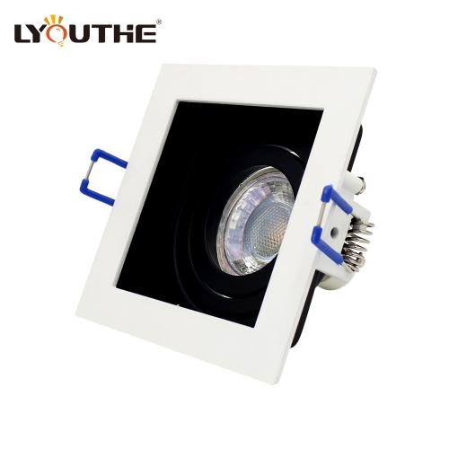 Indoor lighting square ip20 aluminium mounted antiglare light recessed mr16 downlight fixture