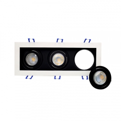 Three head rectangular adjustable gu10 mr16 die casting aluminium recessed grille lights