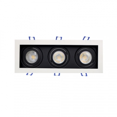 Three head rectangular adjustable gu10 mr16 die casting aluminium recessed grille lights