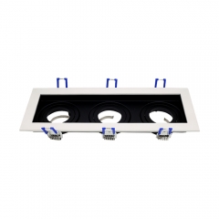 Three head rectangular adjustable gu10 mr16 die casting aluminium recessed grille lights