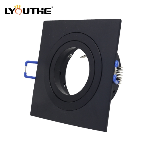 Living room 95mm diameter square black adjustable GU10 recessed ceiling spotlights