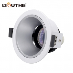 Adjustable angle round white anti glare gu10 spotlights die-cast aluminum mr16 down lights housing