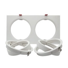 Square double head aluminum AR111 adjustable embedded downlight housing