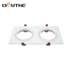 Square double head aluminum AR111 adjustable embedded downlight housing