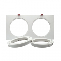 Square double head aluminum AR111 adjustable embedded downlight housing
