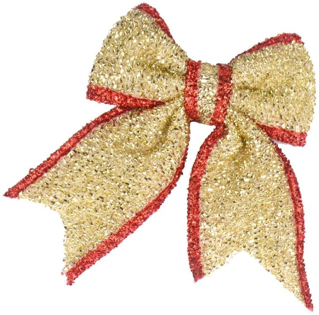 6pcs 7 Inch Gold/Red Glitter Artificial Christmas Bowknot XMAS Tree Wreaths Decor Ornament