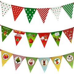 3Pcs Different Colorful Paper Christmas Hanging Buntings Garland Banner String Party Flag Decoration