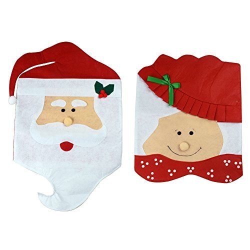 Set of 2 Mr & Mrs Santa Claus Christmas Home Decorations Kitchen Chair Covers