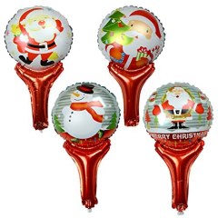 12pcs Christmas Aluminum Foil Santa Clause Snowman Hand Out Balloons Party Supplies Decoration