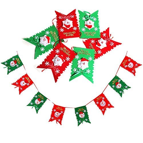 Colorful Christmas String Banner Garland Fabric Felt Hanging Bunting Flag Door Decor