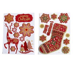 2Pcs New Christmas Stereo Removable Decals Wall Sticker Window Shop Home Decoration