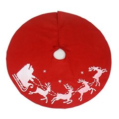 Santa Claus and Reindeers 39 In/100cm Xmas Tree Skirt Base Floor Mat Cover Christmas Party Round Decoration