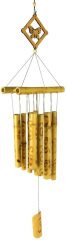 GardeningWill Hand-Crafted Burnt Flower Bamboo 24 Inch Wind Chimes With a Butterfly On Top