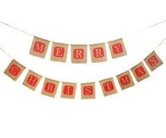 Linen MERRY CHRISTMAS Hanging Buntings Garland Banner String Party Flag Decorative