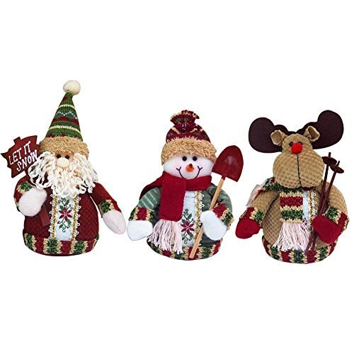 Set of 3 Lovely Christmas Doll Decoration Santa Claus Snowman Hanging Tree Ornament Gift