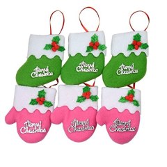 12Pcs Colorful Christmas Hanging Gloves Stocks Ornament For Xmas Tree Decoration