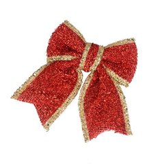 6pcs 7 Inch Gold/Red Glitter Artificial Christmas Bowknot XMAS Tree Wreaths Decor Ornament