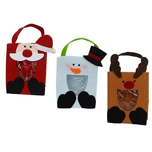 3pcs Christmas Santa Claus Snowman Elk Kids Cute Candy Gift Handbags Xmas Tree Decoration