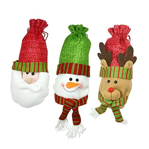 3Pcs Different Style Christmas Decoration Santa Tree Red Wine Bottle Bag Cover Dinner Party Table Decor