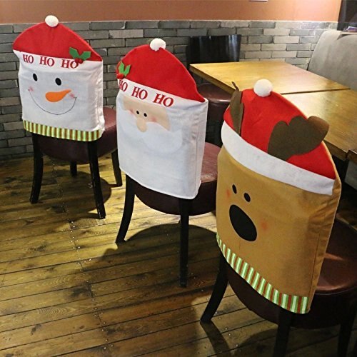 3Pcs Different Cute Christmas Chair Covers Decorations Santa Snowman Elk Dinner Chair Cover