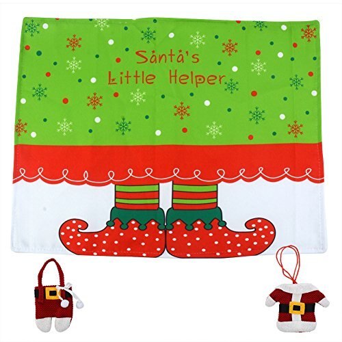 2Sets of Christmas New Elves Table Mat With Cutlery Holder Dinning Room Decoration