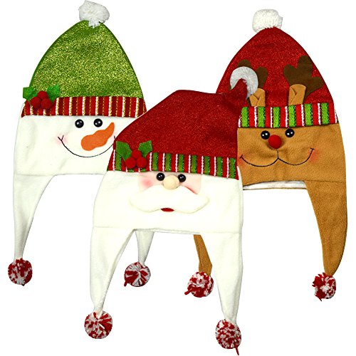 3Pcs Different Style Adult Unisex Christmas Xmas Novelty Santa Snowman Elk Dinner Hat Party Wear