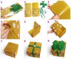 Set of 3 Sparkling Sisal Gift Boxes With Bows Lighted Christmas Home Garden Yard Art Decorations