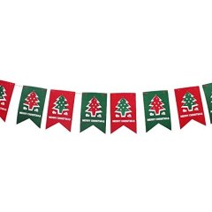 Christmas Fabric Felt Xmas Tree Flag Buntings Hanging Garland Banner String Party Flag Decor