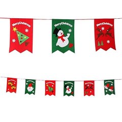 Christmas Six Flag Fabric Felt Flag Buntings Hanging Garland Banner String Party Window Decoration