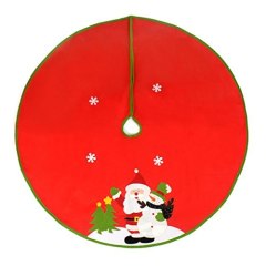 Merry Christmas Red Santa Claus Snowman Snowflake Christmas Tree Skirt 47 Inch