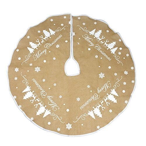 Linen Xmas Tree Skirt Base Floor Mat Cover Christmas Party Round Decoration christmas tree decorations
