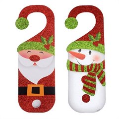 2pcs Christmas Decorations Satan Claus Snowman Door Hanging Xmas For Home Ornament Decor