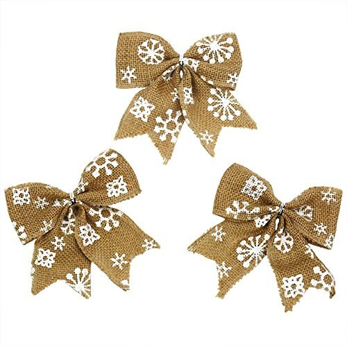 6Pcs Linen Snowflake Christmas Bowknot Tree Hanging Xmas Decoration Party Gift