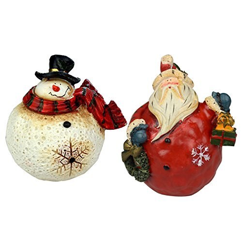 Set of 2 Santa Claus Snowman Christmas Poly Resin Ornament For Garden Yard Home Desktop Figurine Statues