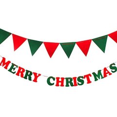 MERRY CHRISTMAS Letter And Triangle Fabric Felt Banner Garland Hanging Party Decor Flags