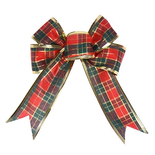 6pcs 8 Inches 20cm Scotland Plaid Christmas Bowknot for Crafts XMAS Tree Wreaths Decor Ornament
