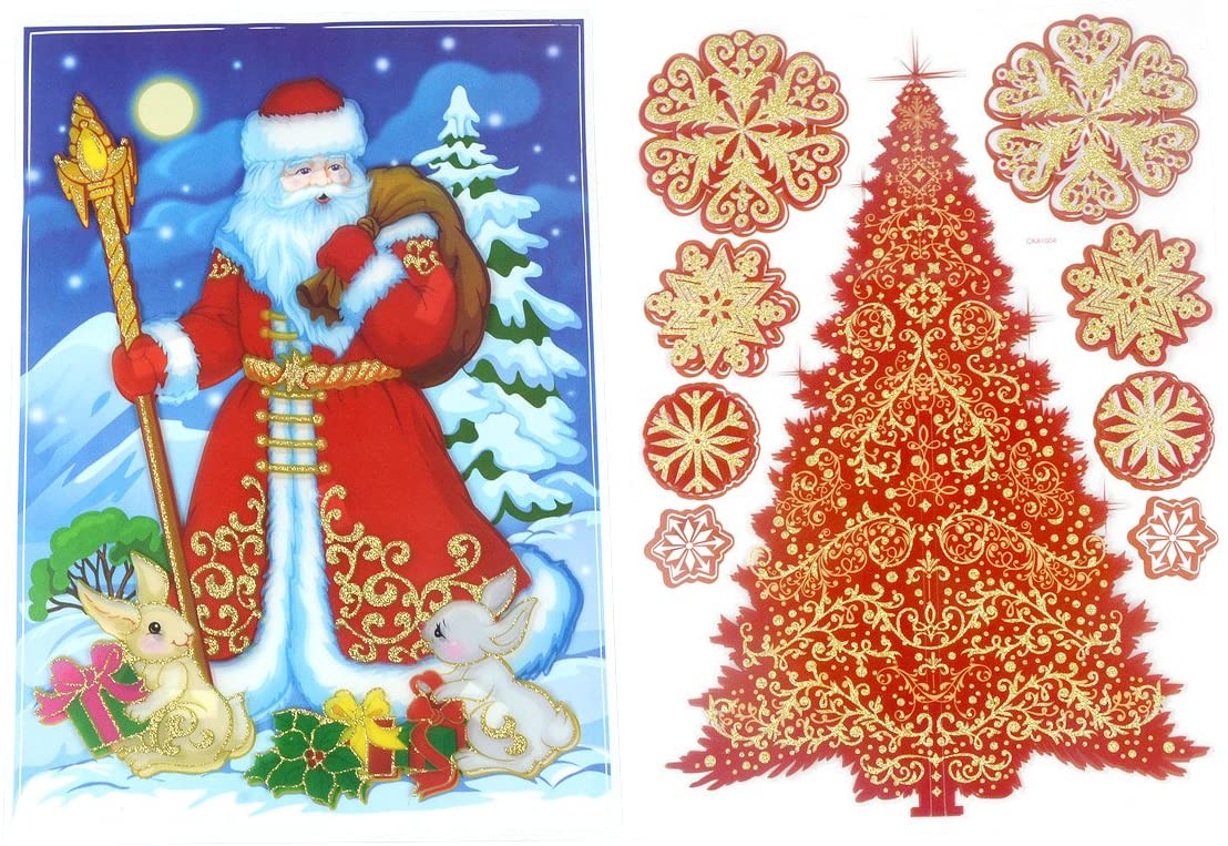 2Pcs New Christmas Stereo Removable Decals Wall Sticker Window Shop Home Decoration