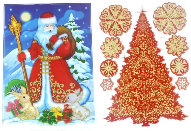 2Pcs New Christmas Stereo Removable Decals Wall Sticker Window Shop Home Decoration