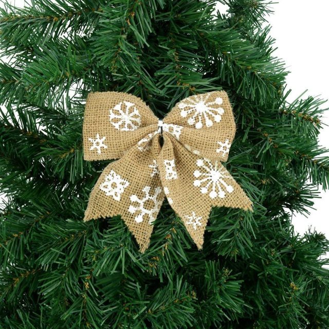 6Pcs Linen Snowflake Christmas Bowknot Tree Hanging Xmas Decoration Party Gift