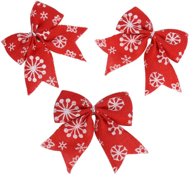 6Pcs Linen Snowflake Christmas Bowknot Tree Hanging Xmas Decoration Party Gift