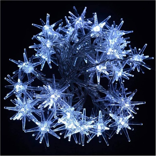 Battery Powered Warm White Stars Explosion Ball Fairy String Lights Christmas Halloween Garden Home Decoration