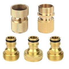 Set of 5 Brass Quick Connector Starter Kit Water Hose End and Faucet Set