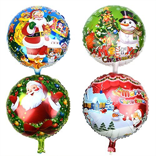 12pcs/Set Christmas Aluminum Foil Santa Clause Inflatable Ball Party Supplies Decoration