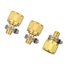 3Sets Brass 1/2" Garden Hose Mender End Repair Female Quick Connectors with Stainless Clamp